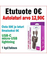 Maxlife MXCC-02 autolaturi 2.1A musta Lightning iPhone 1m (0€ yli 50€ ostosta) 1kpl/talous