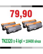 Laserkasetti korvaava Brother TN-2320 musta 2600 sivua x 4 = 10400 sivua Mustekasetti.com