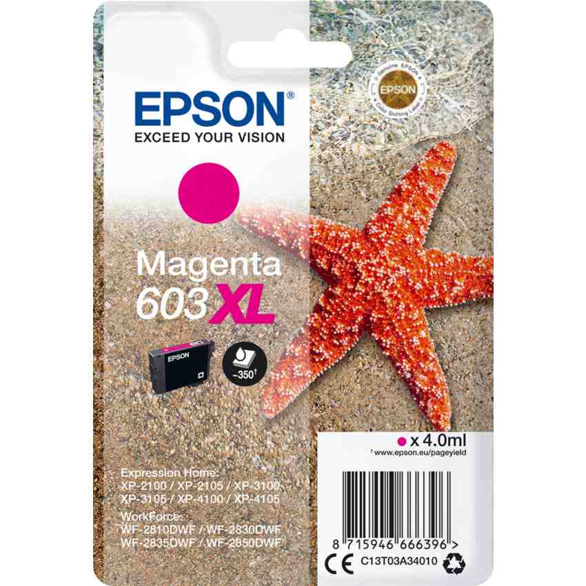 Epson C13T03A34010, 603XL magenta 4ml sivua Original