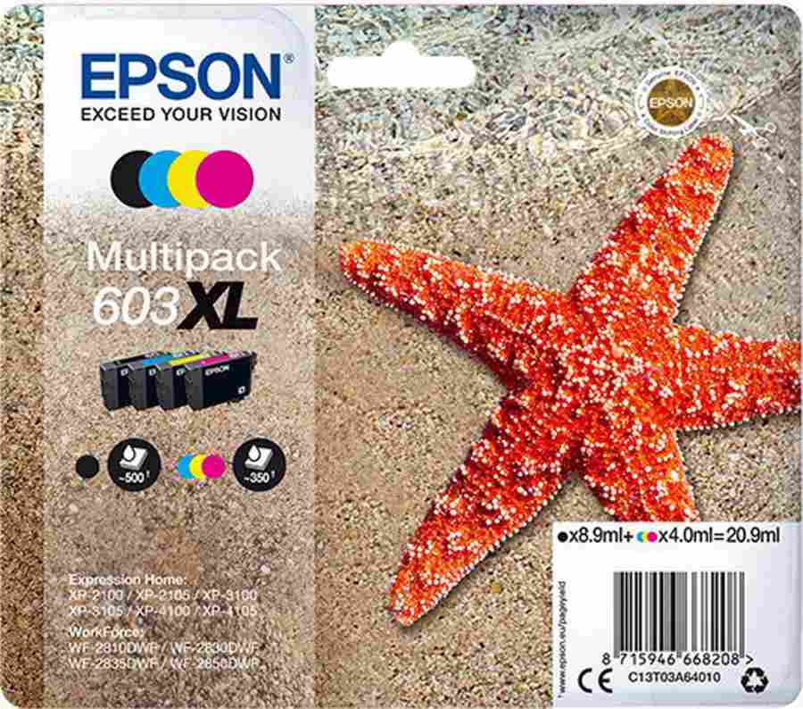 Epson C13T03A64010, 603XL 4-väri CMYK 20,9ml Original