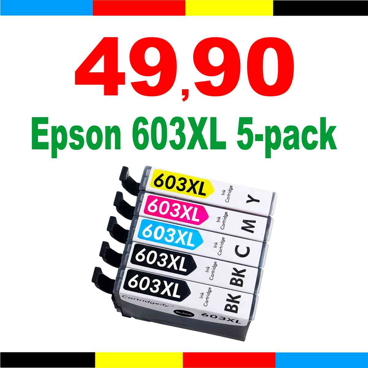 Mustekasetti.com korvaava Epson C13T03A64010, 603XL, 5-väri CMYKK, 64ml x2 enemmän muste