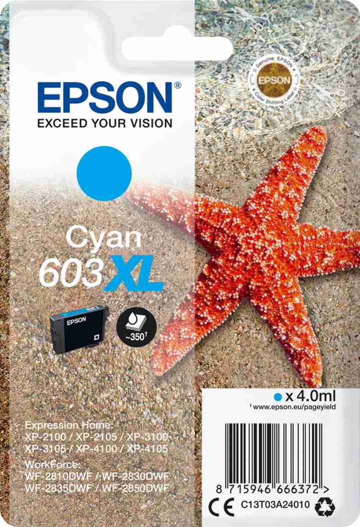 Epson C13T03A24010, 603XL syaani 4ml sivua Original